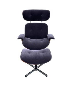 Mid Century Lounge Chair & Ottoman in Gray Mohair by Selig: Mid Century lounge chair & ottoman by Selig, reupholstered in gray mohair.Height: 40.5 in (102.87 cm)Width: 32 in (81.28 cm)Depth: 28 in (71.12 cm)Seat Height: 15 in (38.1 cm)
