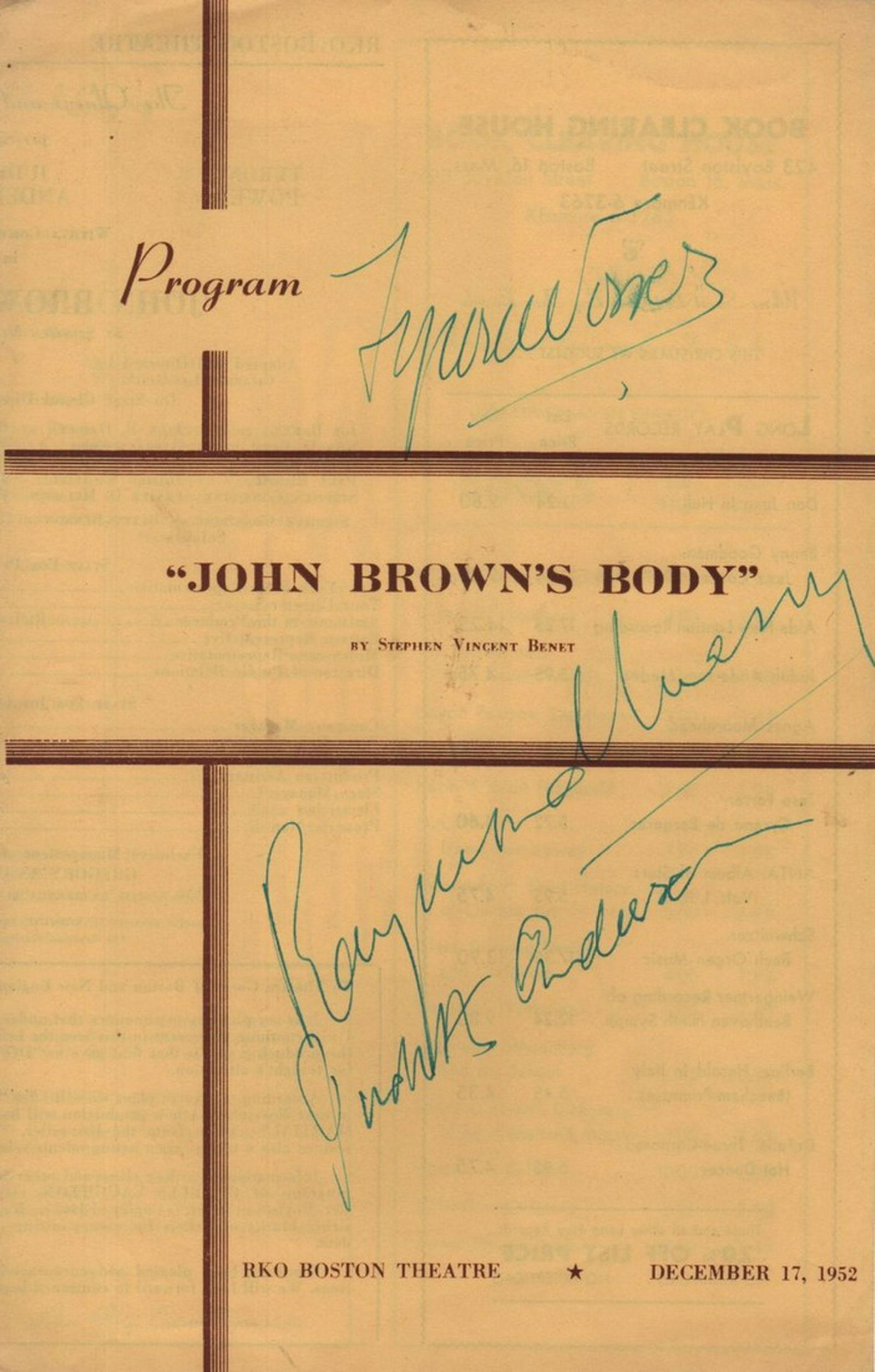 THEATRE: Selection of signed 8vo pages removed from (1 of 10)