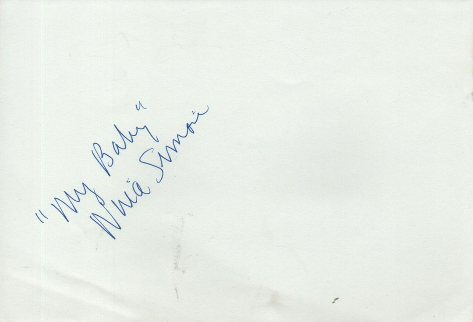 SIMONE NINA: (1933-2003) American Singer. Bold blue ink (1 of 1)
