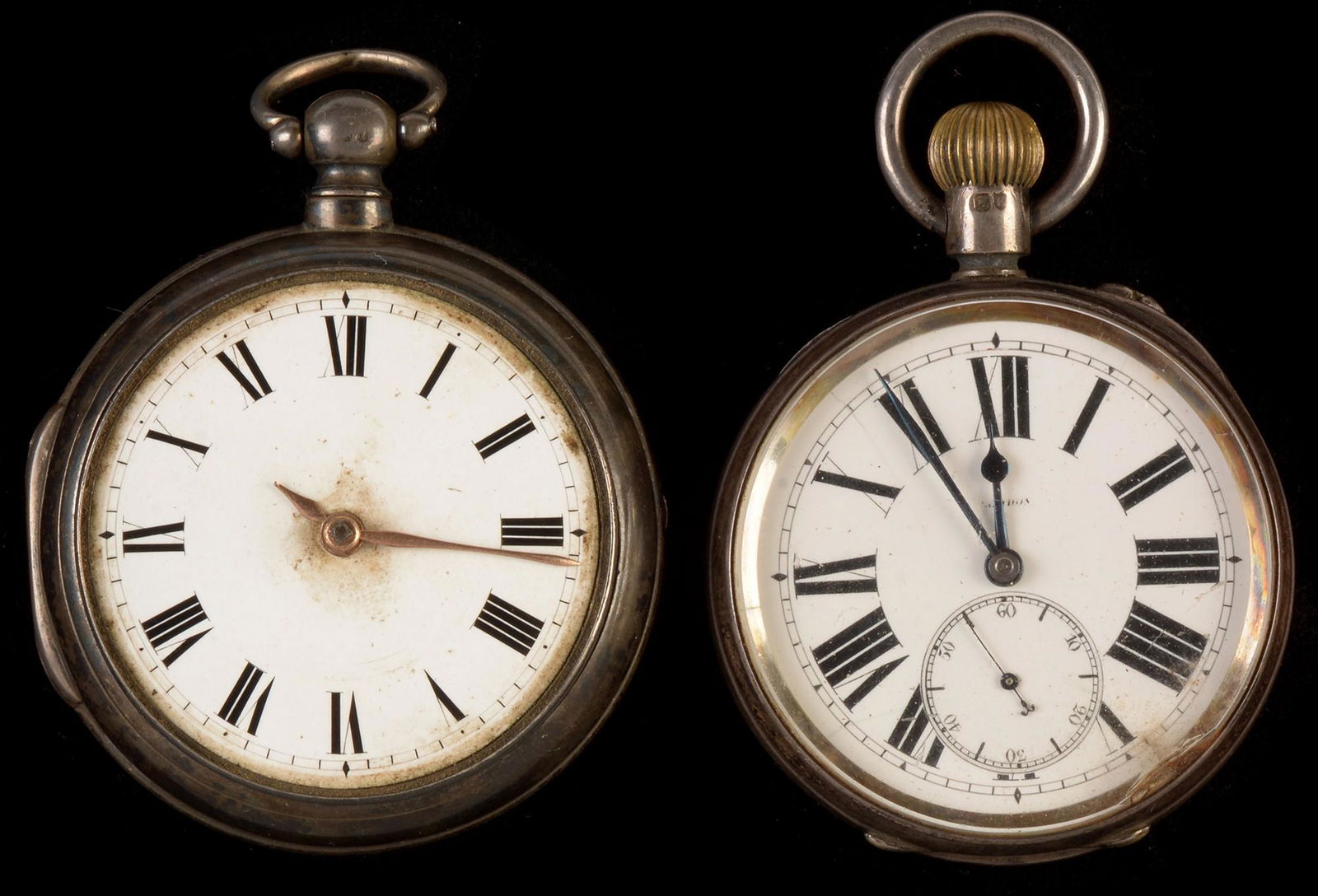 Two pocket watches: James Hurton, London: a Georgian silver pair cased pocket watch with enamelled roman dial, the movement numbered 4698; and a late Victorian silver cased pocket watch 'with movement stamped 'The ATLAS