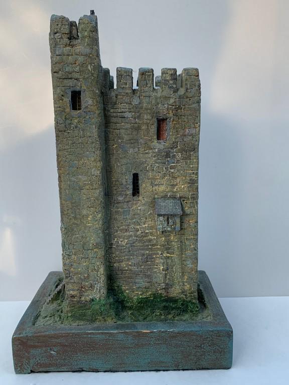 Artisan Made Hand Tall Crafted Castle 1/4" Scale: This is a hand crafted tall castle by an artist in Pennsylvania. He made Castles and is now retired. This is a tall castle with stairs on the outside. Cannot open, and is for display.