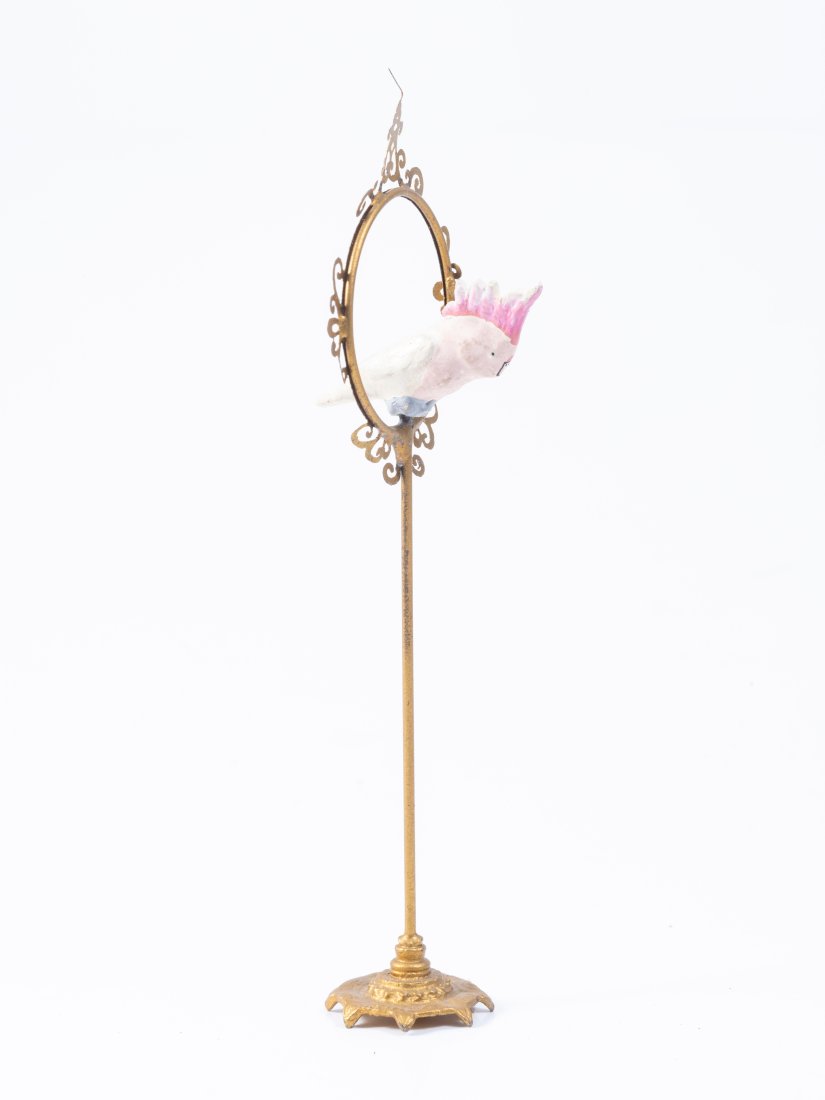 Vintage Ormolu Bird stand with Parrot Cockatoo (1 of 8)