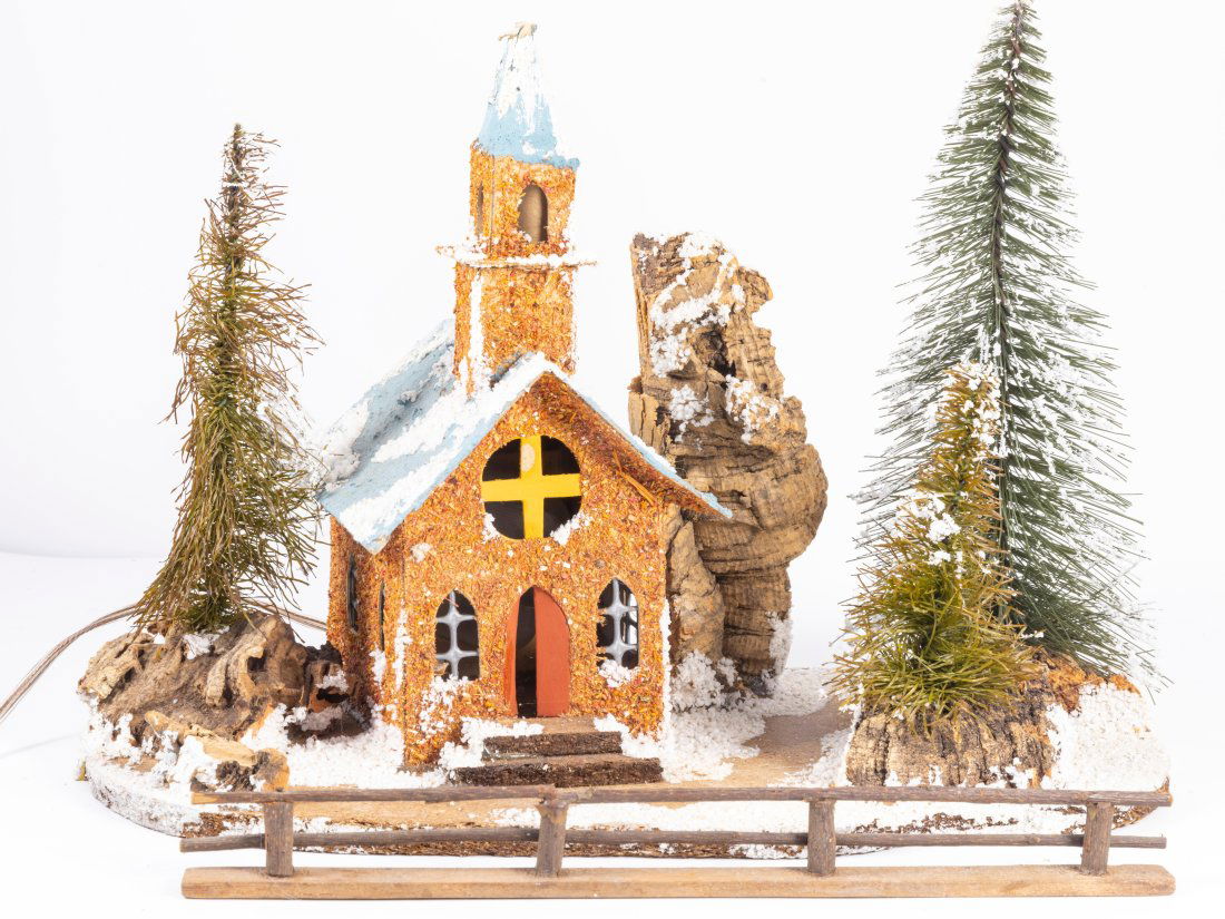 Large Putz Church with Fencing and Outdoor Trees in Scene (1 of 10)