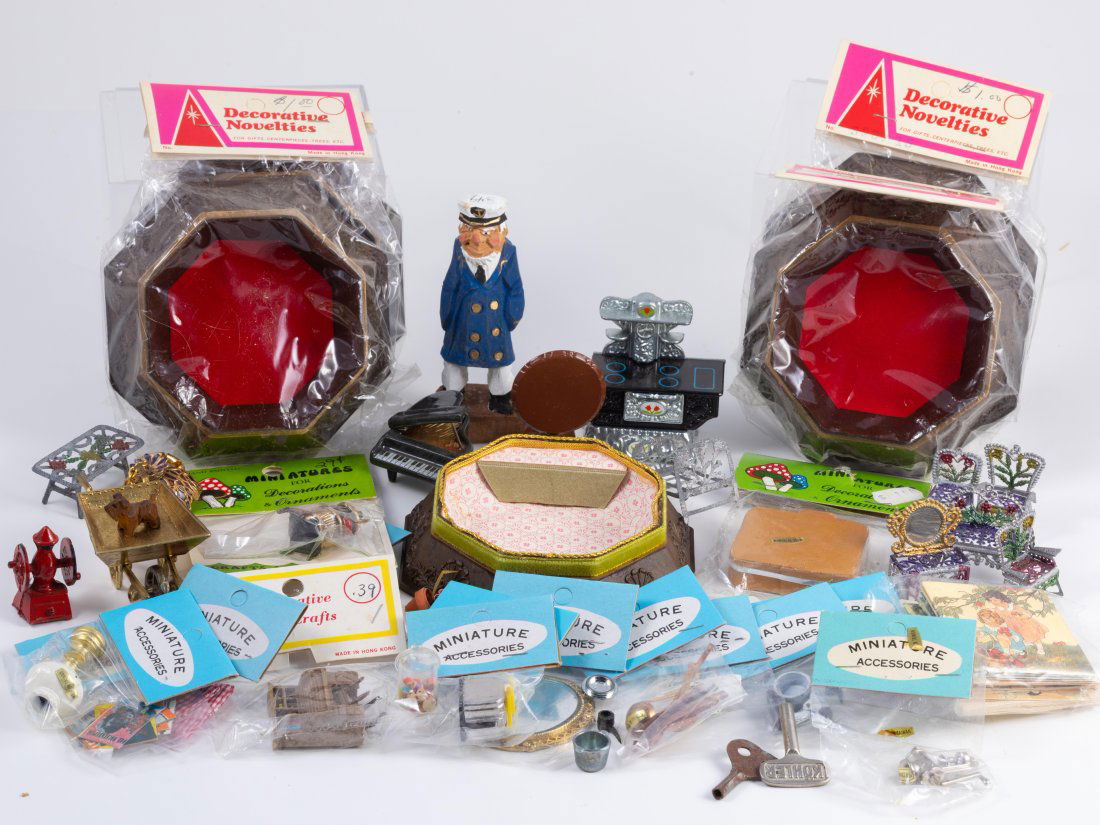 Lg. Variety Dollhouse Accessories w/ Grouping of Vtg. Soft Metal & Smaller Scale Items (1 of 12)