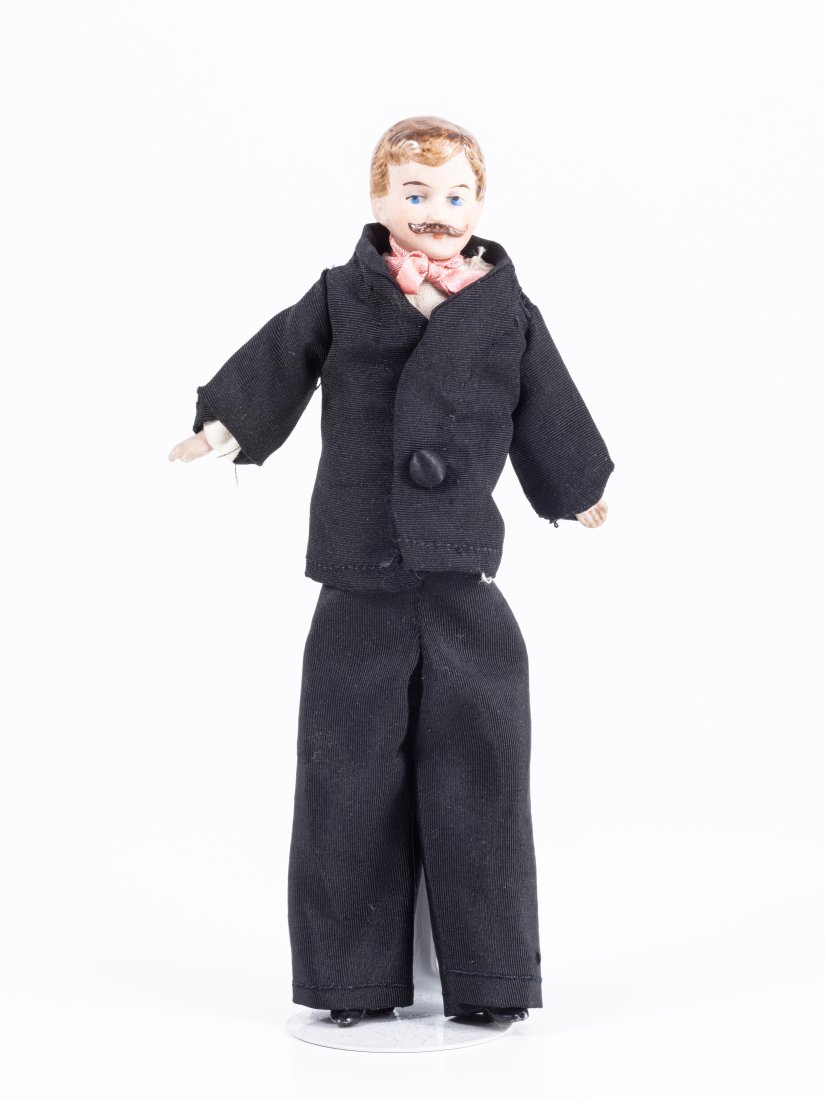 Victorian Gentleman Doll Wearing Black Jacket and Pants (1 of 6)
