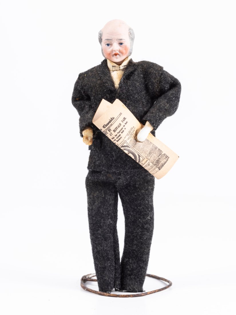 Gentleman Doll - Balding Man w/ Black Clothing and Newspaper (1 of 6)