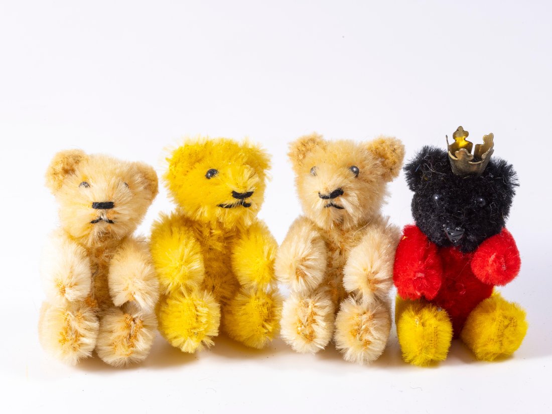 4 Schuco Teddy Bears - 3 brown and 1 multi-colored (1 of 7)