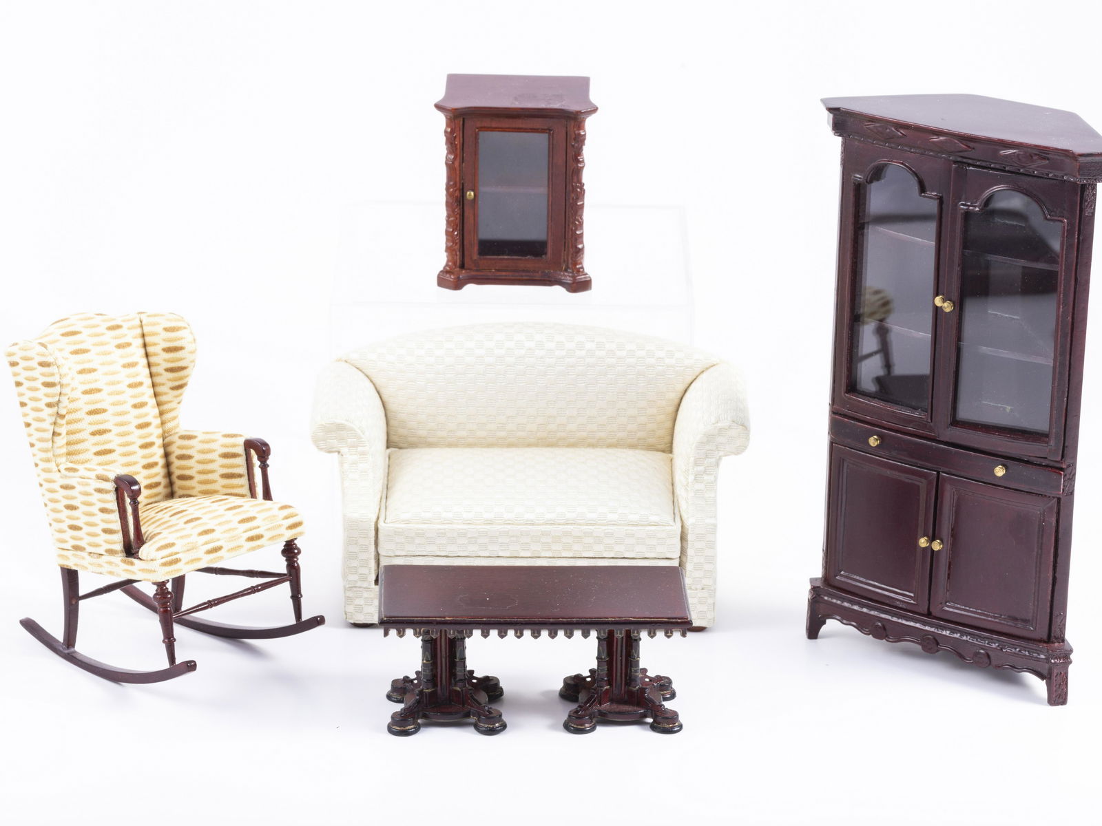 Mahogany Living Room Furniture Rocking Chair & White Sofa & More (1 of 12)