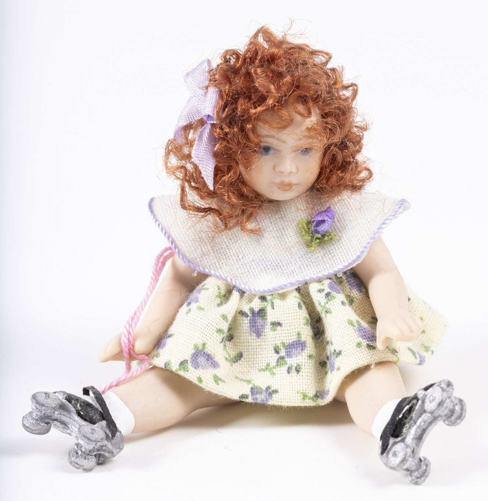 Little Girl Porcelain Doll with Roller Skates (1 of 6)