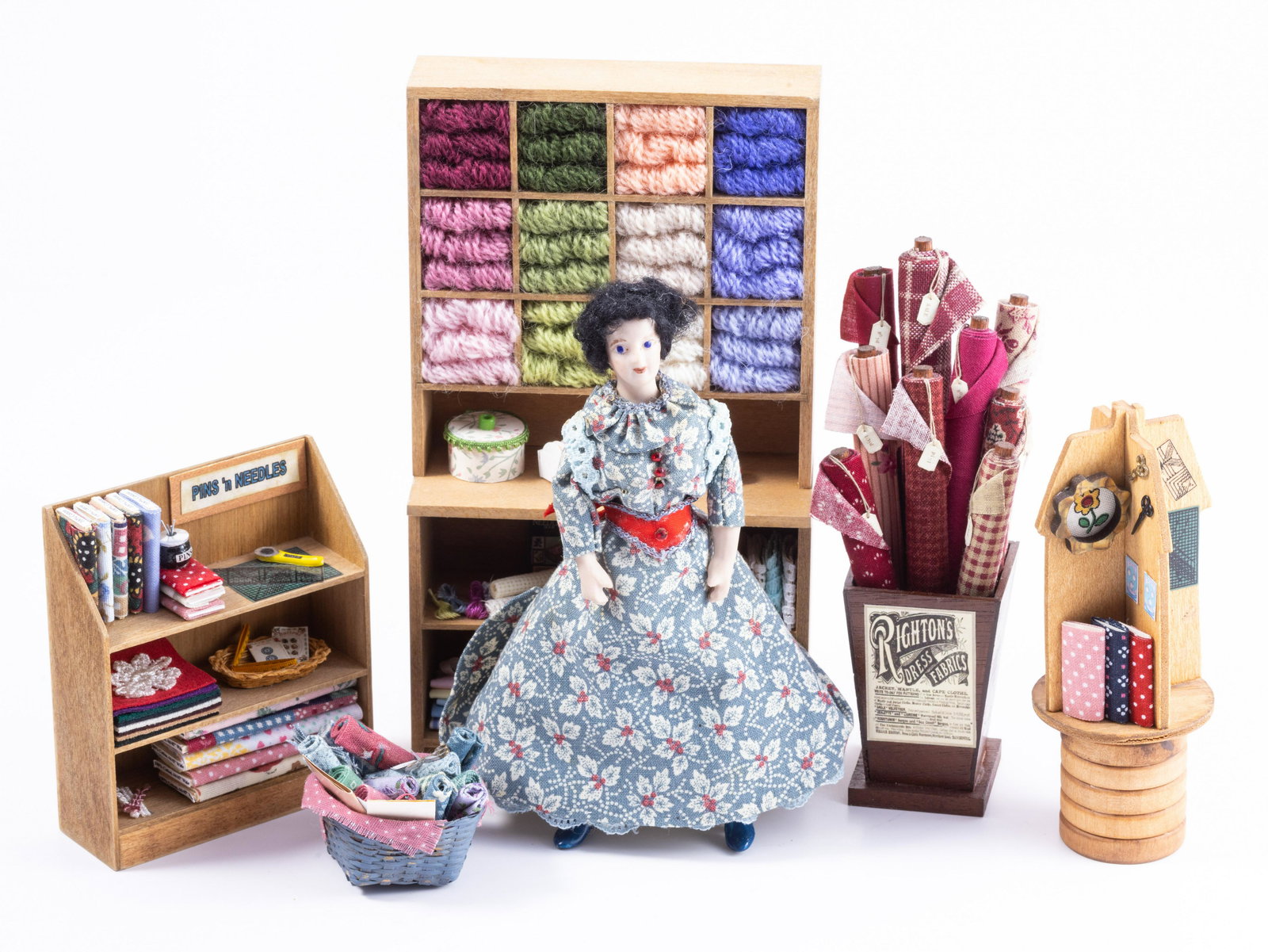 Quilt Shop Decorated Displays with Porcelain Doll (1 of 14)