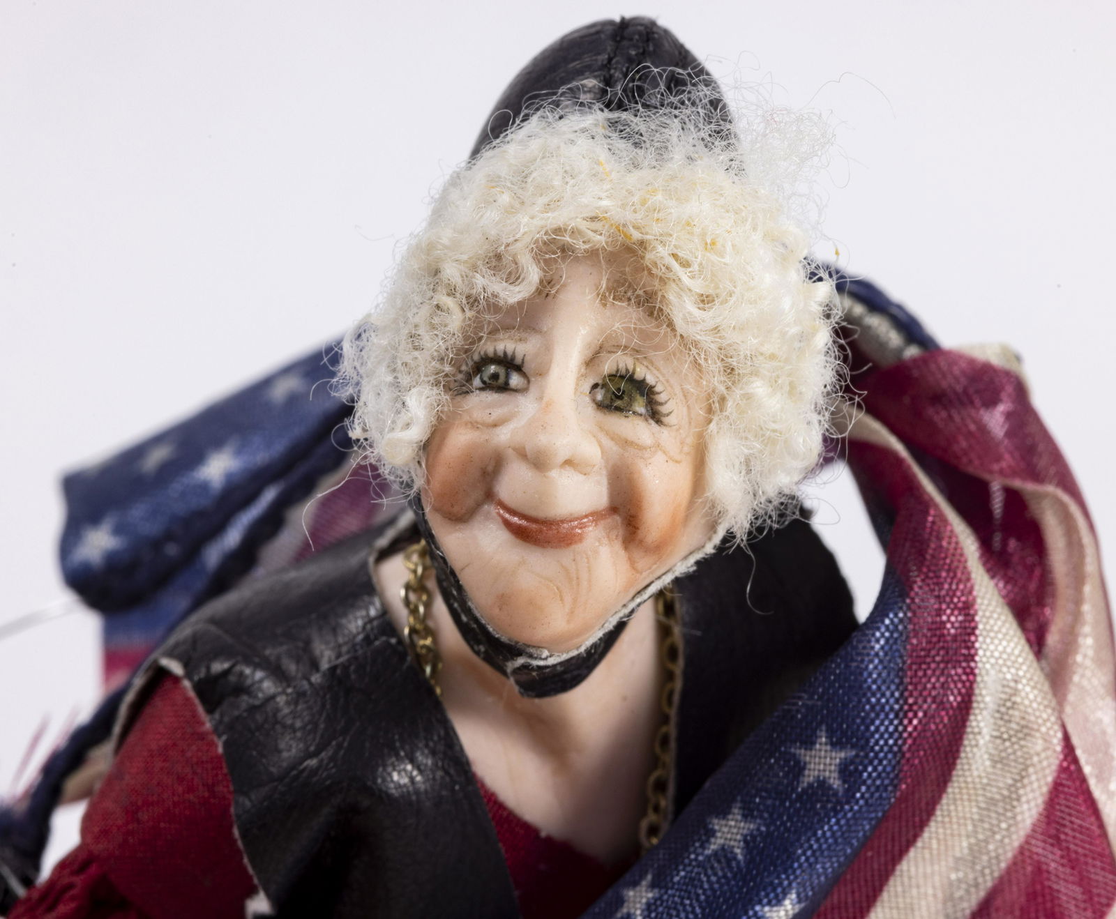 Motorcycle Mama - Hand Sculpted Doll on Harley in Leather (1 of 9)