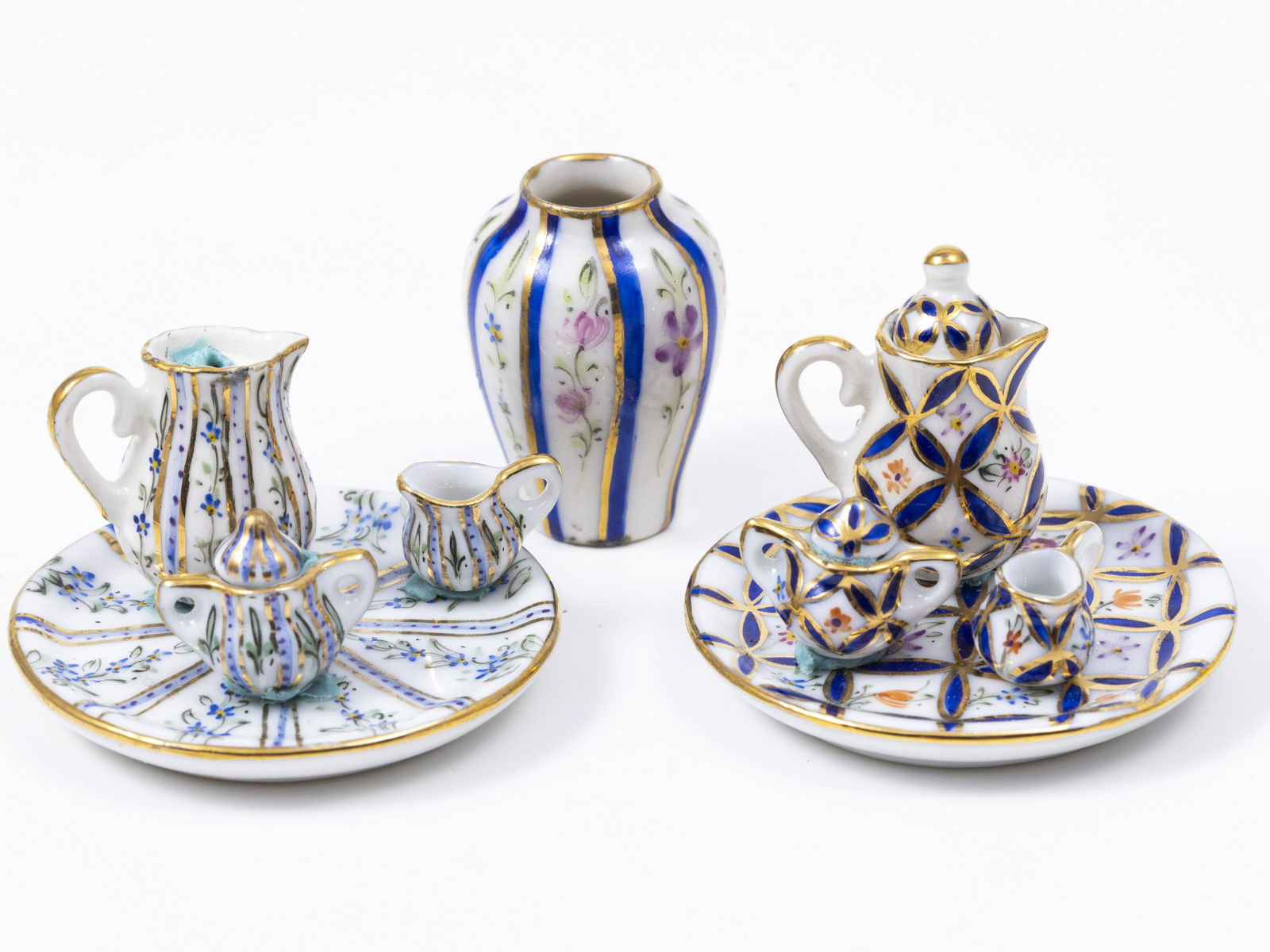 Hand Painted by Beate Set of 2 Tea Sets & Vase (1 of 12)