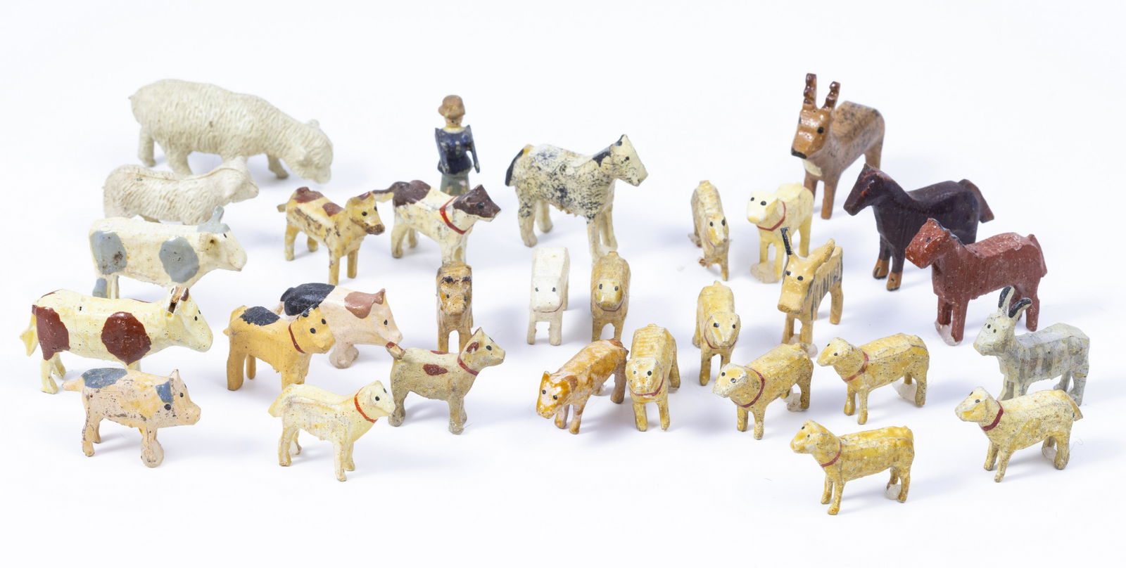 30 Piece Lot of Erzgebirge Wooden Farm Animals & 1 Person (1 of 15)