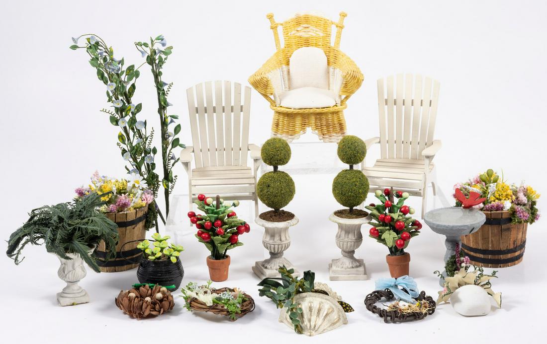 2 Toned Wicker Chair with Lots of Outdoor Plants & Flowers (1 of 9)