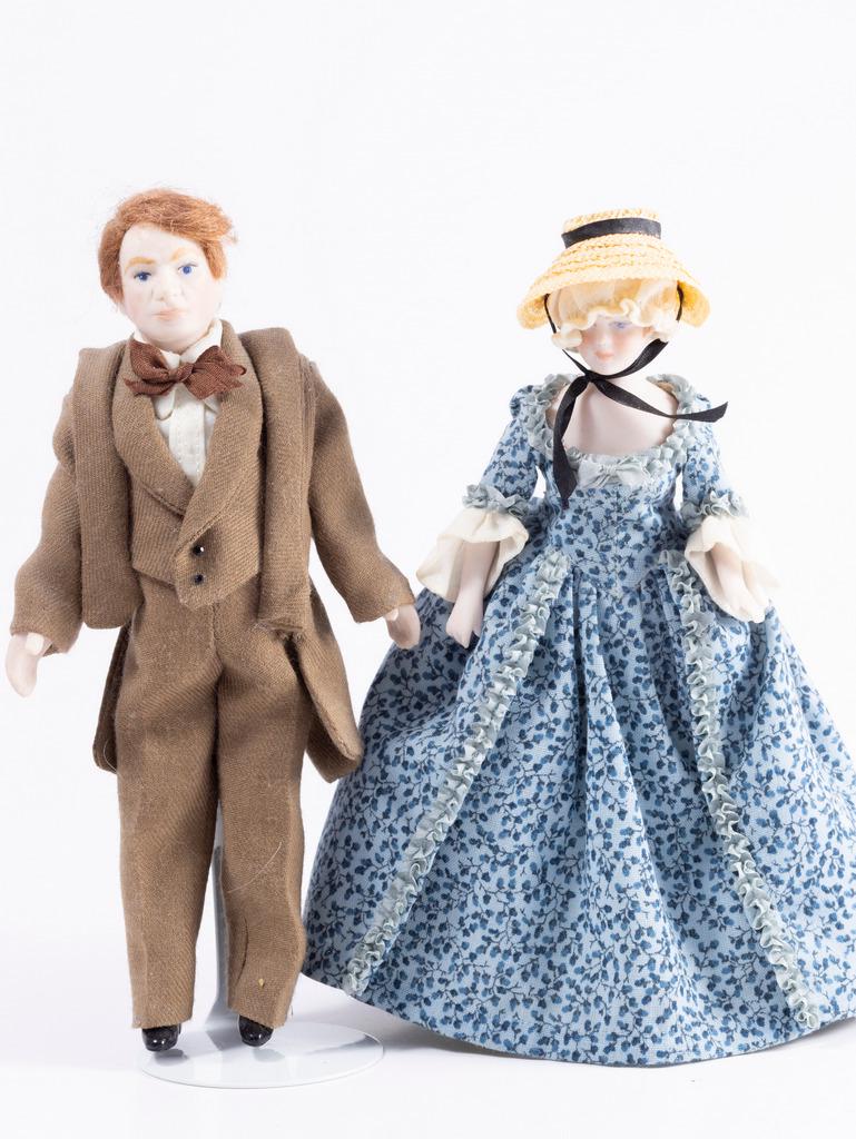 Hand Crafted Doll Couple - Lady In Floral Dress & Man In Suit (1 of 6)