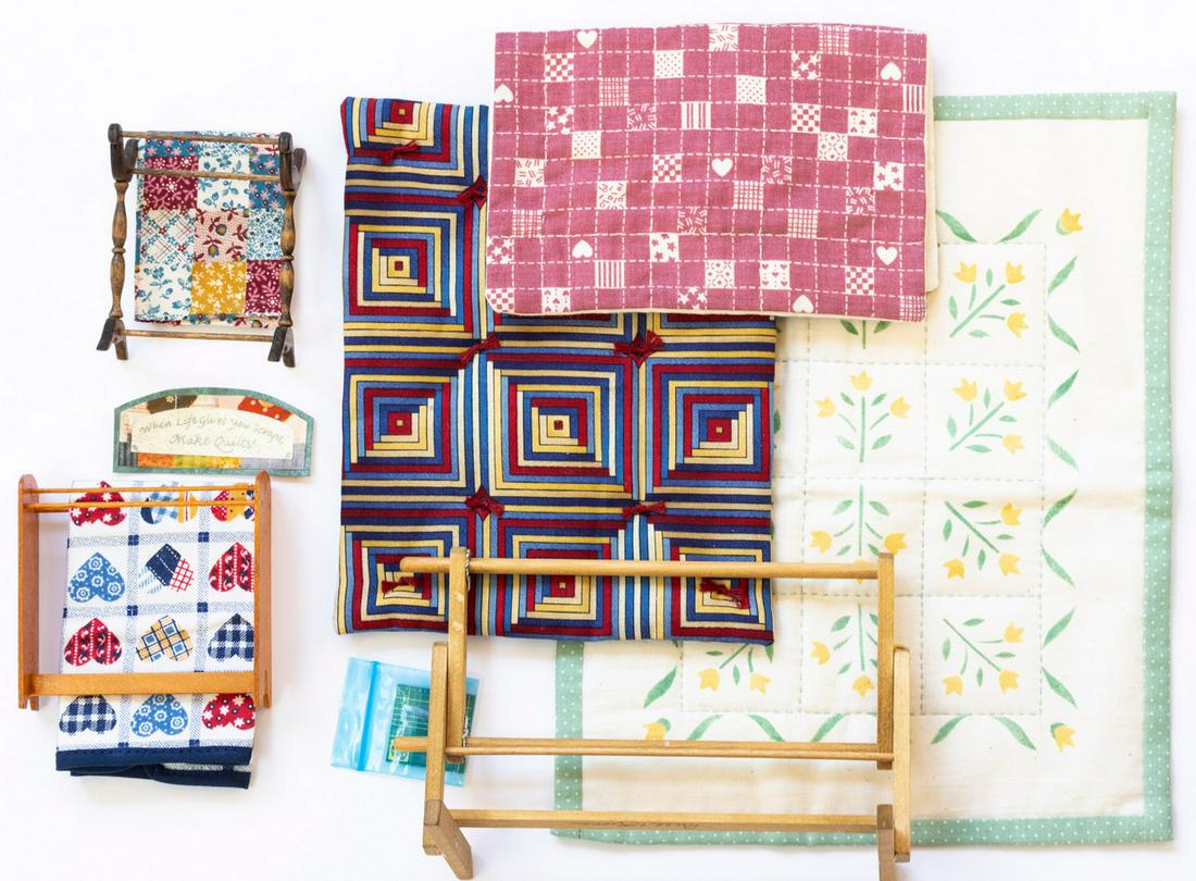 Artisan Made Quilt Rack Set of And Variety Of Quilts (1 of 7)
