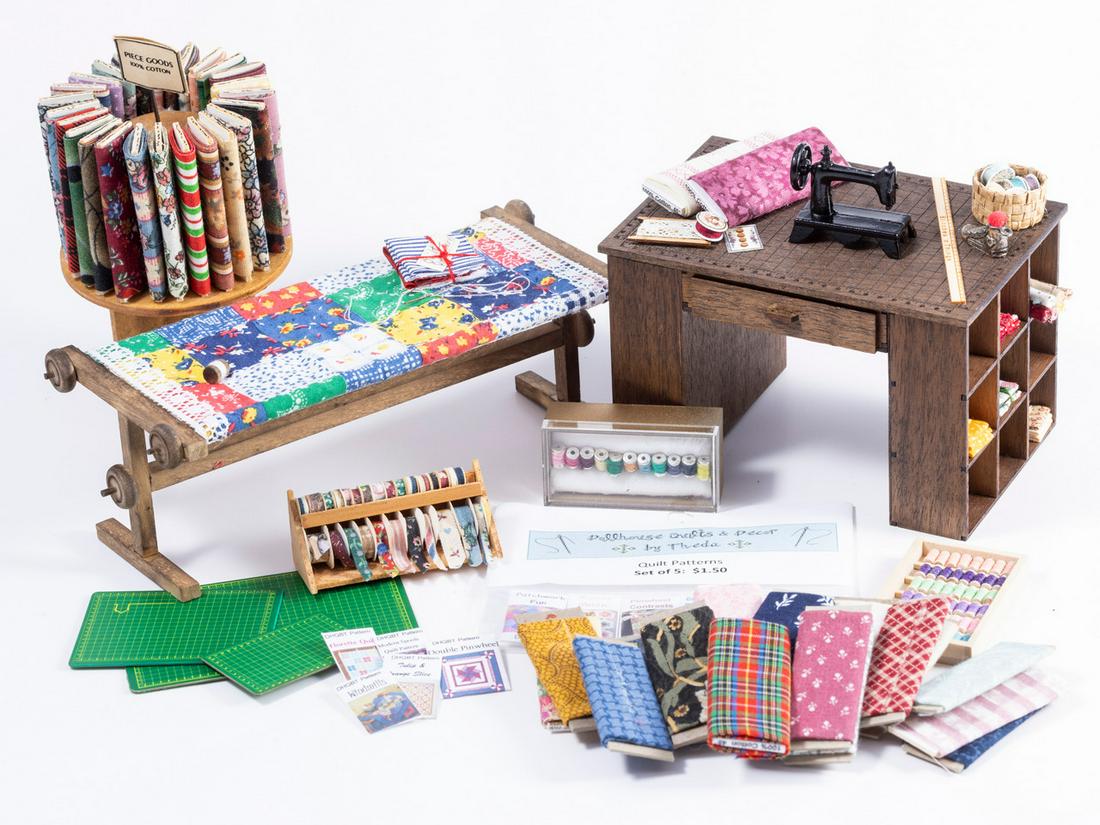 Quilt Shop Decorated With Furniture, And Bolts of Fabric Rack: Quilt Shop Decorated With Furniture, And Bolts of Fabric Rack. Includes cutting gridRack is 5" High