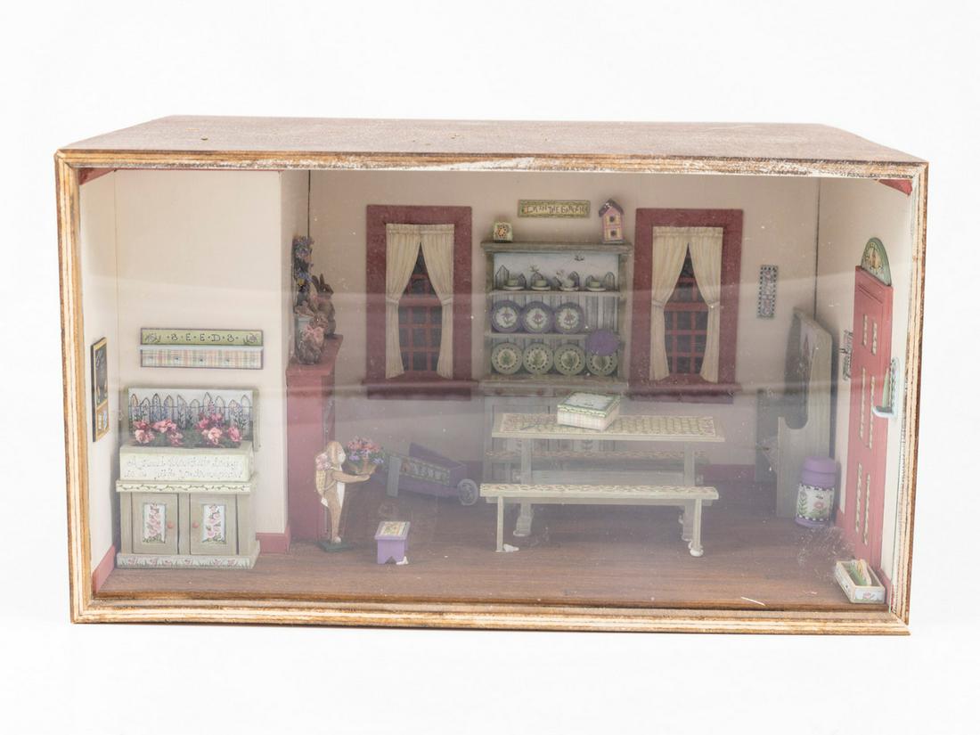 1/2" Half Inch Robin Betterly Spring Decorated Half Scale Roombox (1 of 8)