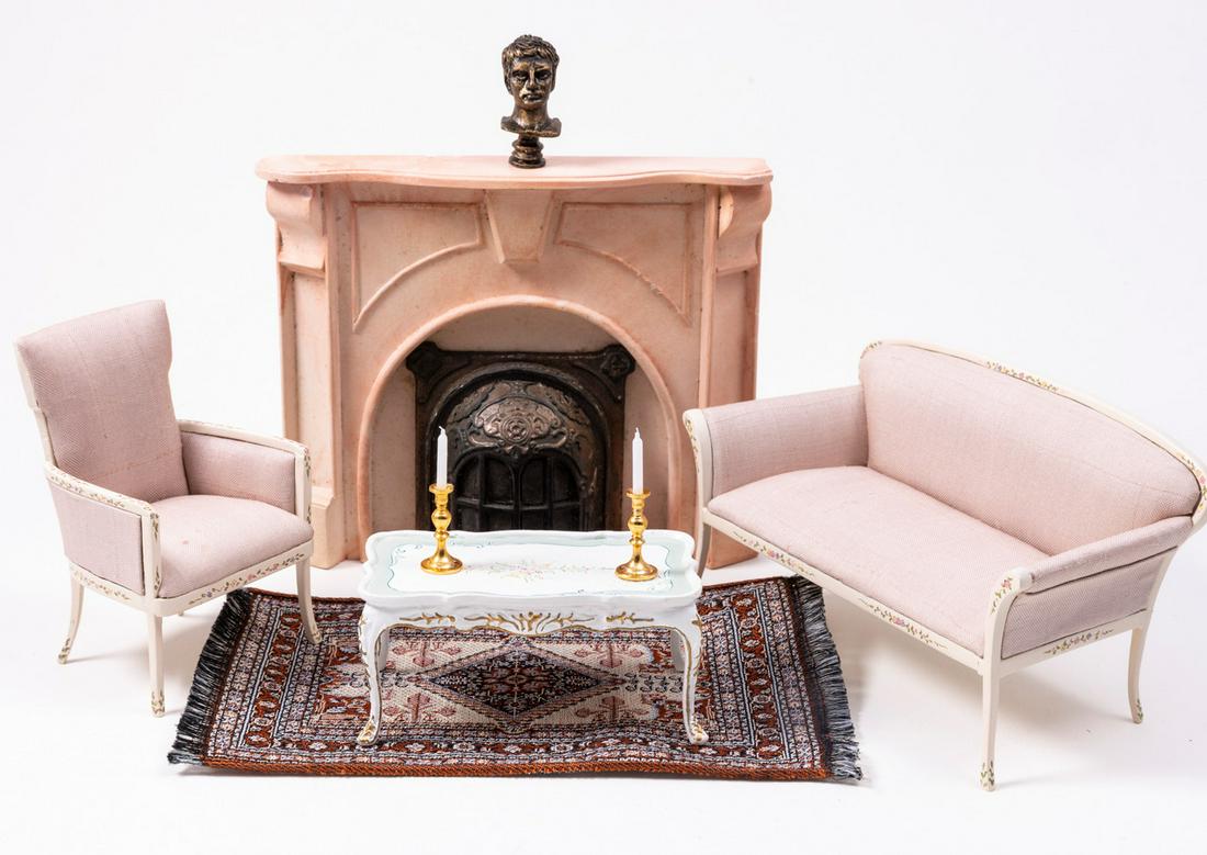 Bespaq Painted White Living Room w/ Pink Cushions & Furniture (1 of 5)