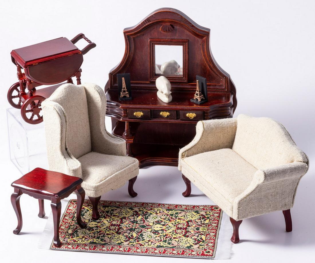 Cream Colored Living Room Furniture w/ Mahogany Pieces (1 of 8)