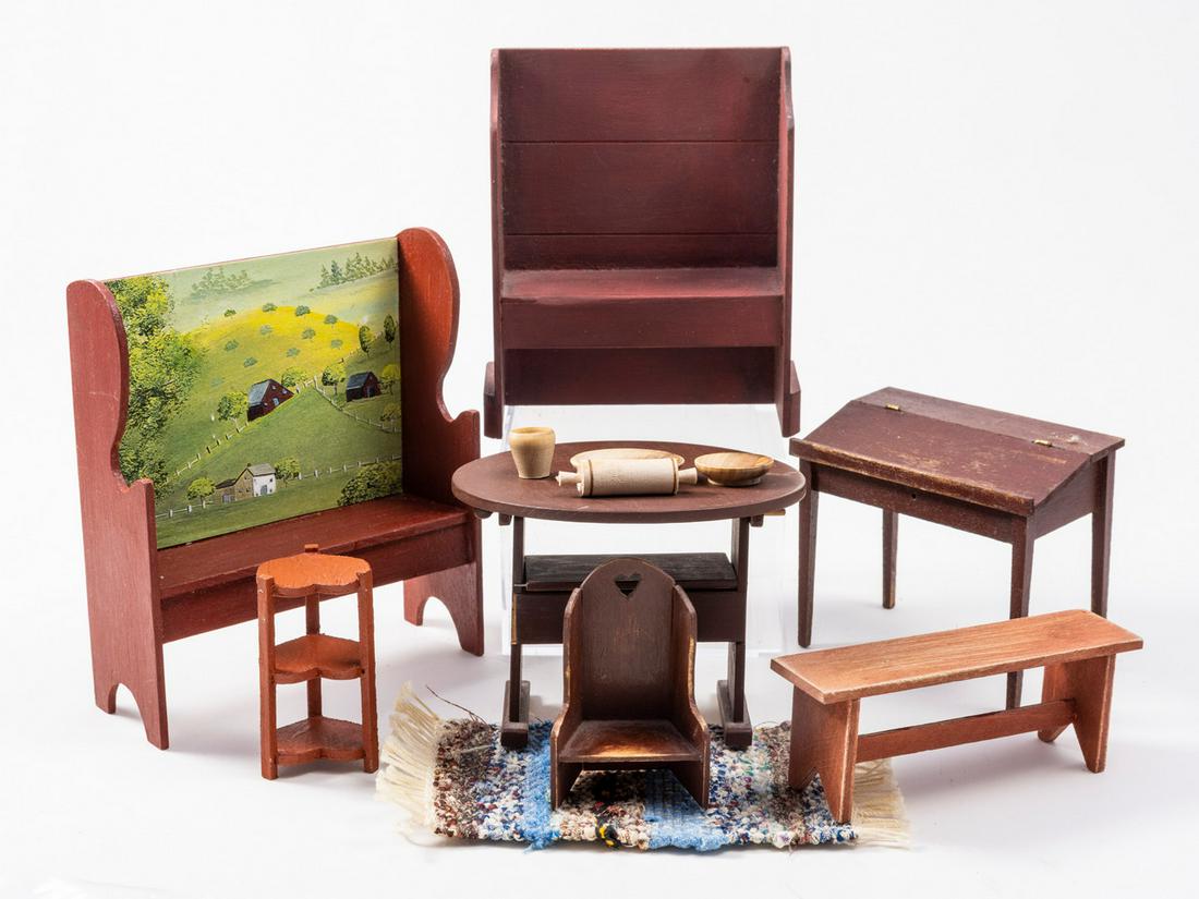 Rustic / Aged Red Painted Wooden Furniture - Kitchen Table, Bench & More (1 of 8)