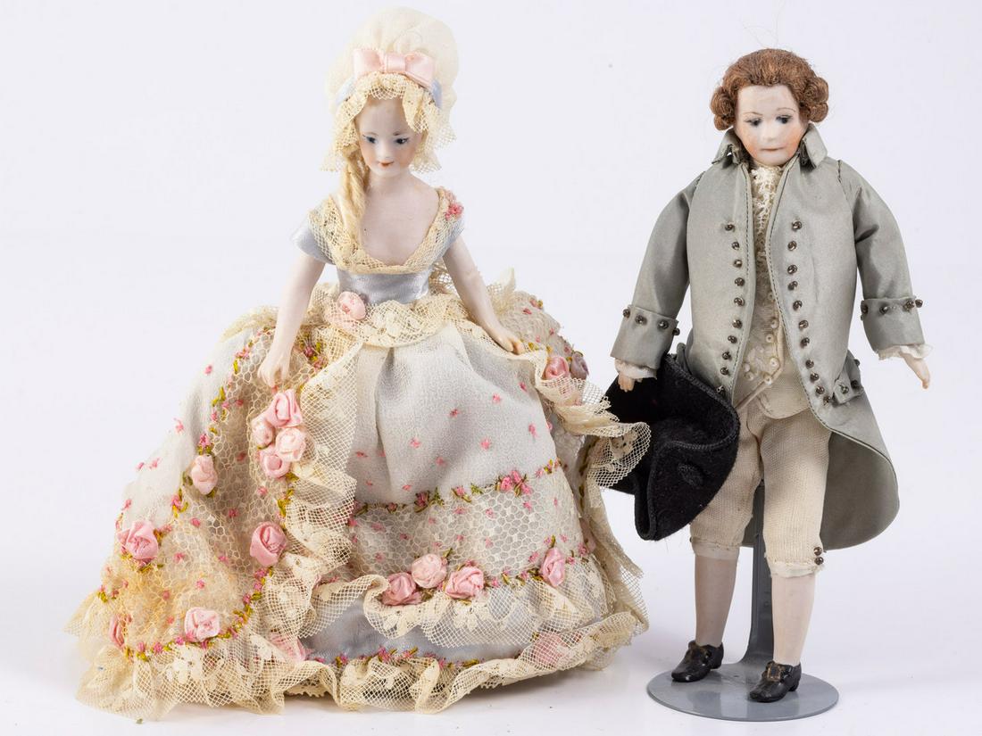 Handmade Porcelain Doll Couple in Colonial Attire (1 of 6)