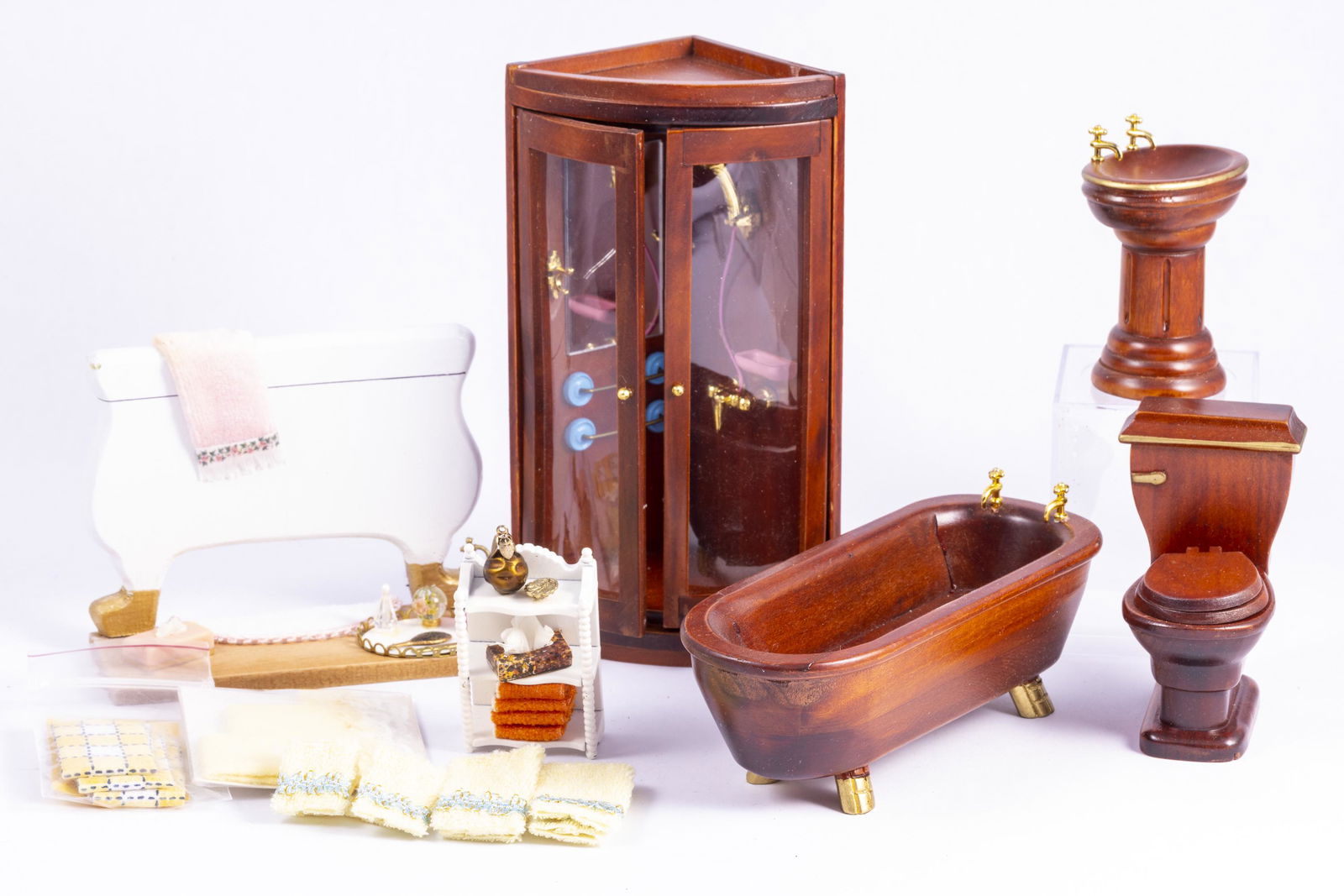 Wooden Bathroom Set with Shower & Accessories (1 of 8)