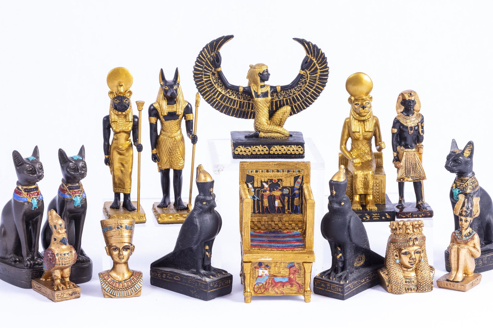 Egyptian Black & Gold Colored Statues & Figurines (1 of 7)