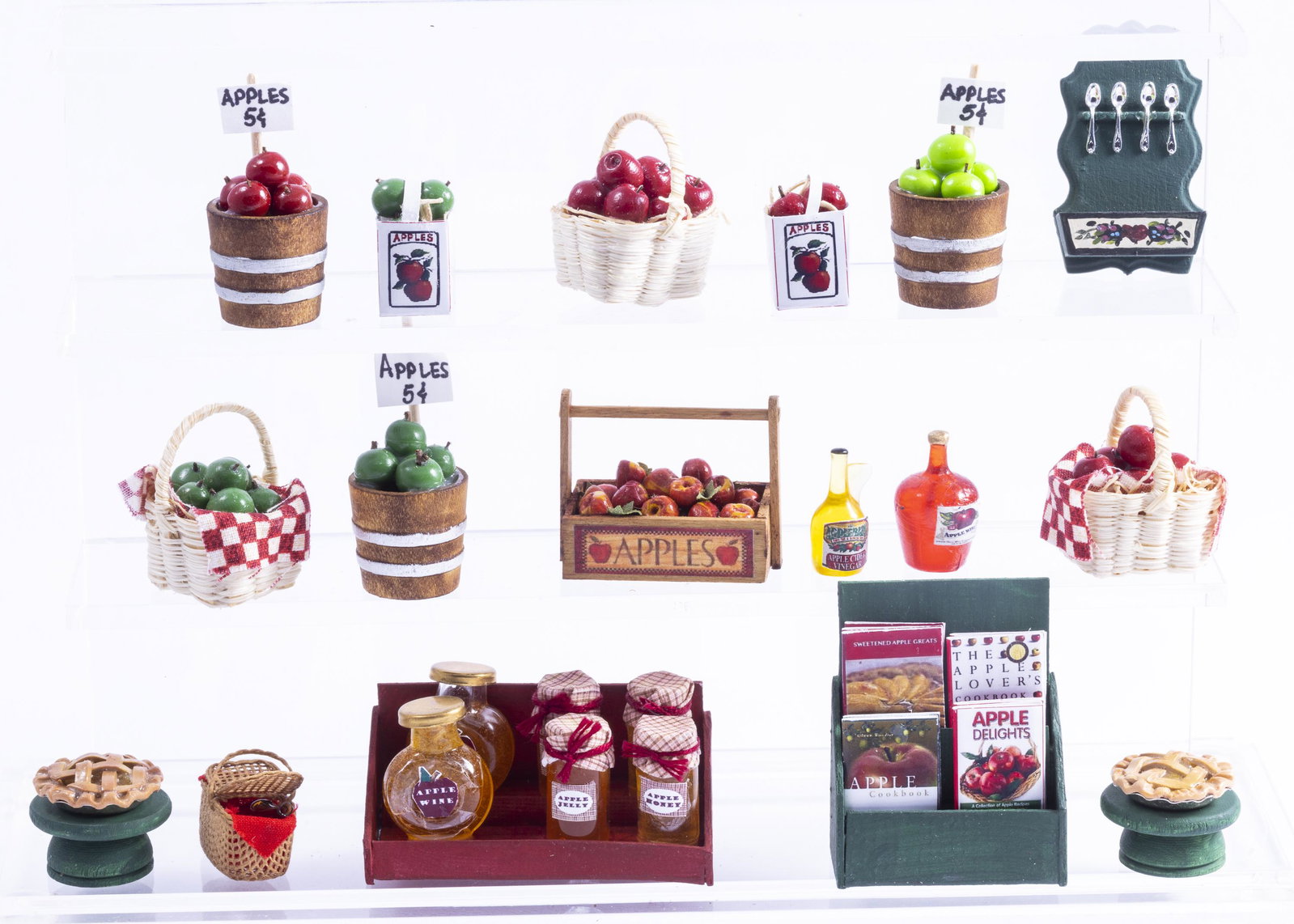 All About Apples & More Apples: This is a great lot of apples! Apples galore. There are buckets of apples, baskets of apples, apple cider, apple jelly, apple wine, crate of apples, apple pie and bags of apples. You're the apple of o