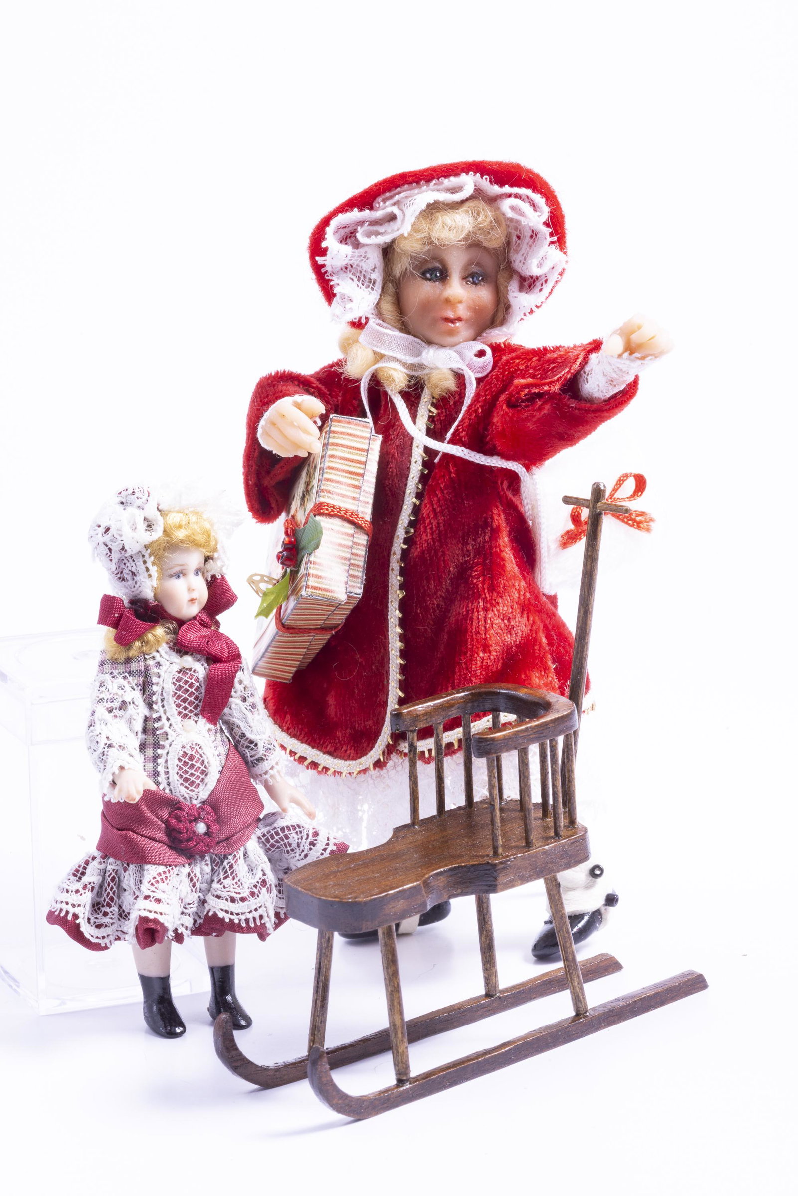 Holiday - Christmas Sculpted Doll with Child's Sleigh & Porcelain Doll (1 of 8)