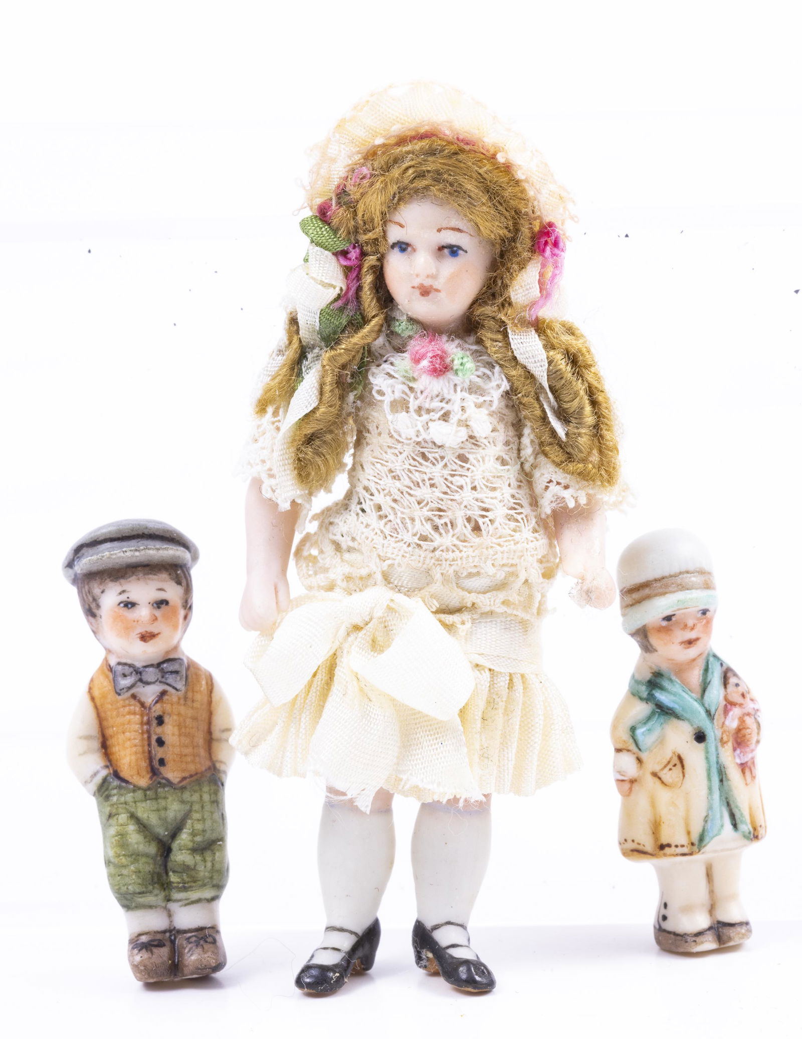 Artisan Made Victorian Doll with Two Little Porcelain Dolls (1 of 7)