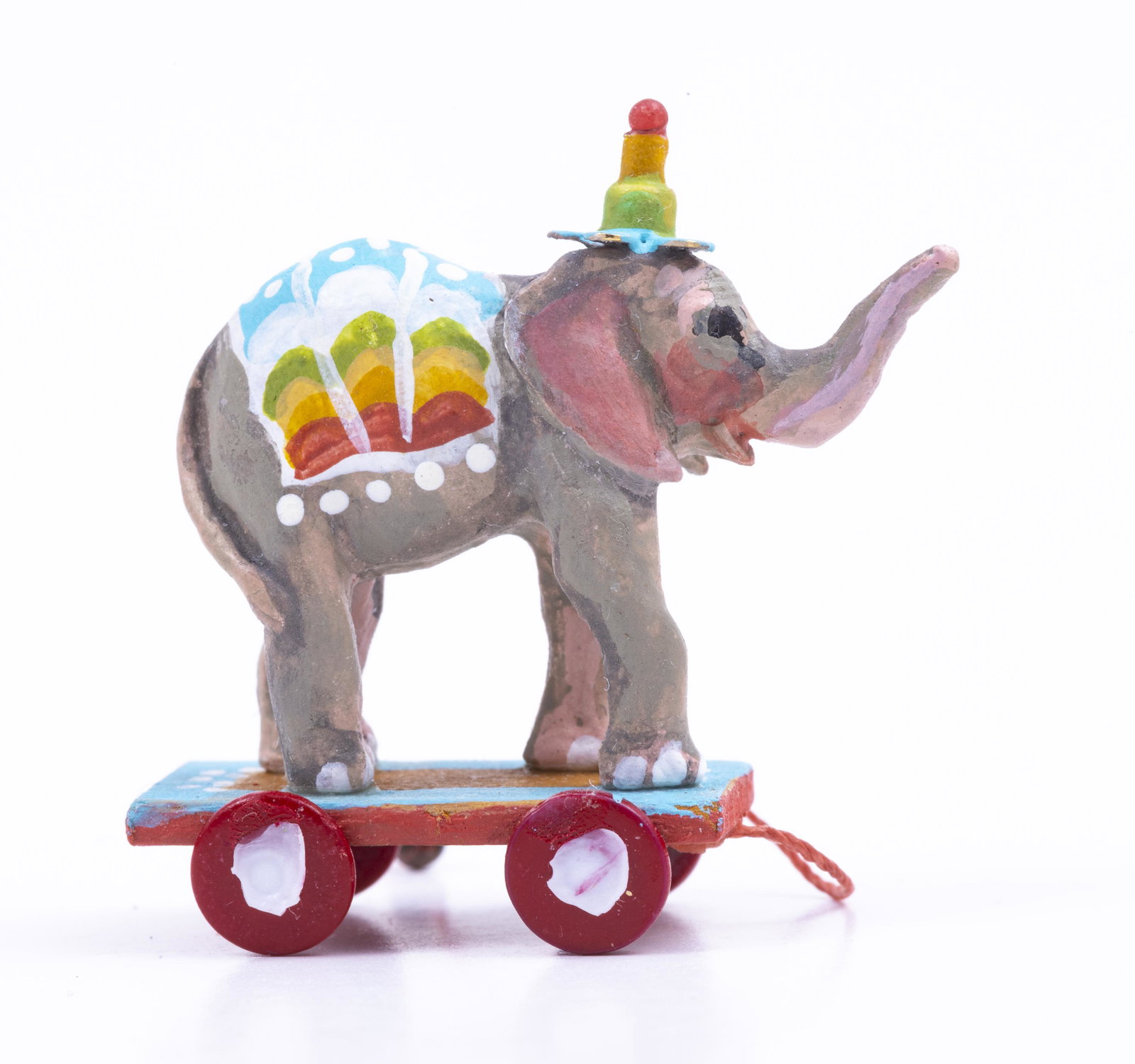 Hand Painted Amanda Skinner Elephant Pull Toy: Hand Painted Amanda Skinner Camel Pull Toy with elephant and a hat. Well made and painted terrific.