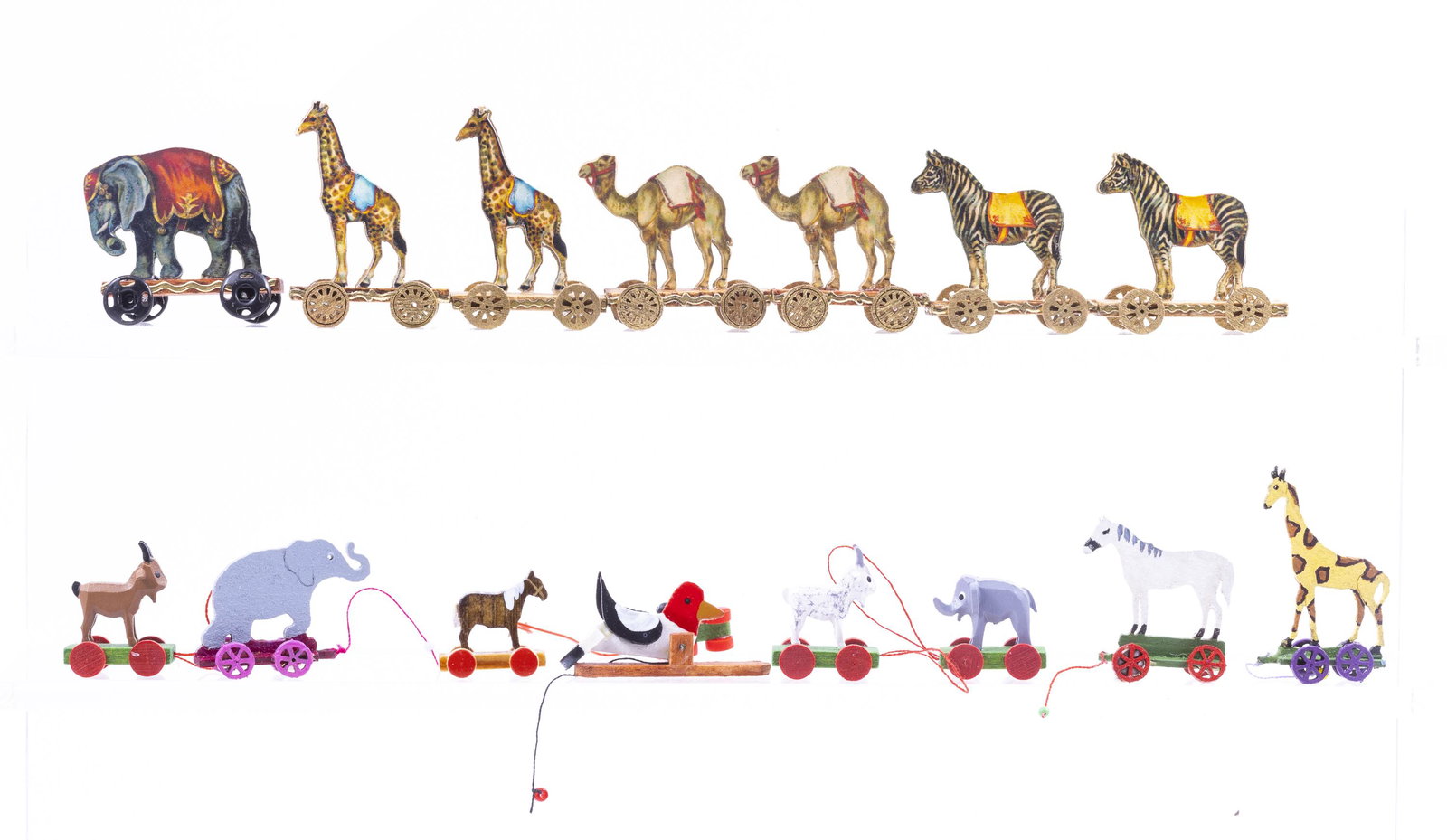 Circus Pull Toys - All Different Animals: The circus is coming to town! Elephant, giraffe, elephant, camel, horse, duck, goat and frog.