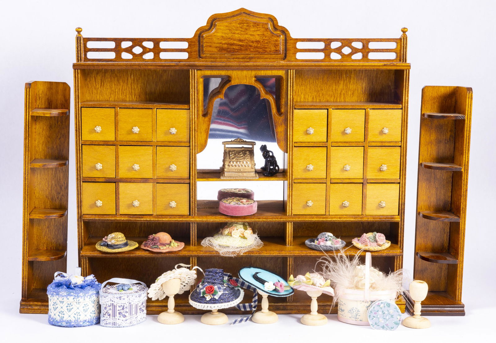 Large Wooden Shop Display with Hats and Hot Boxes (1 of 7)