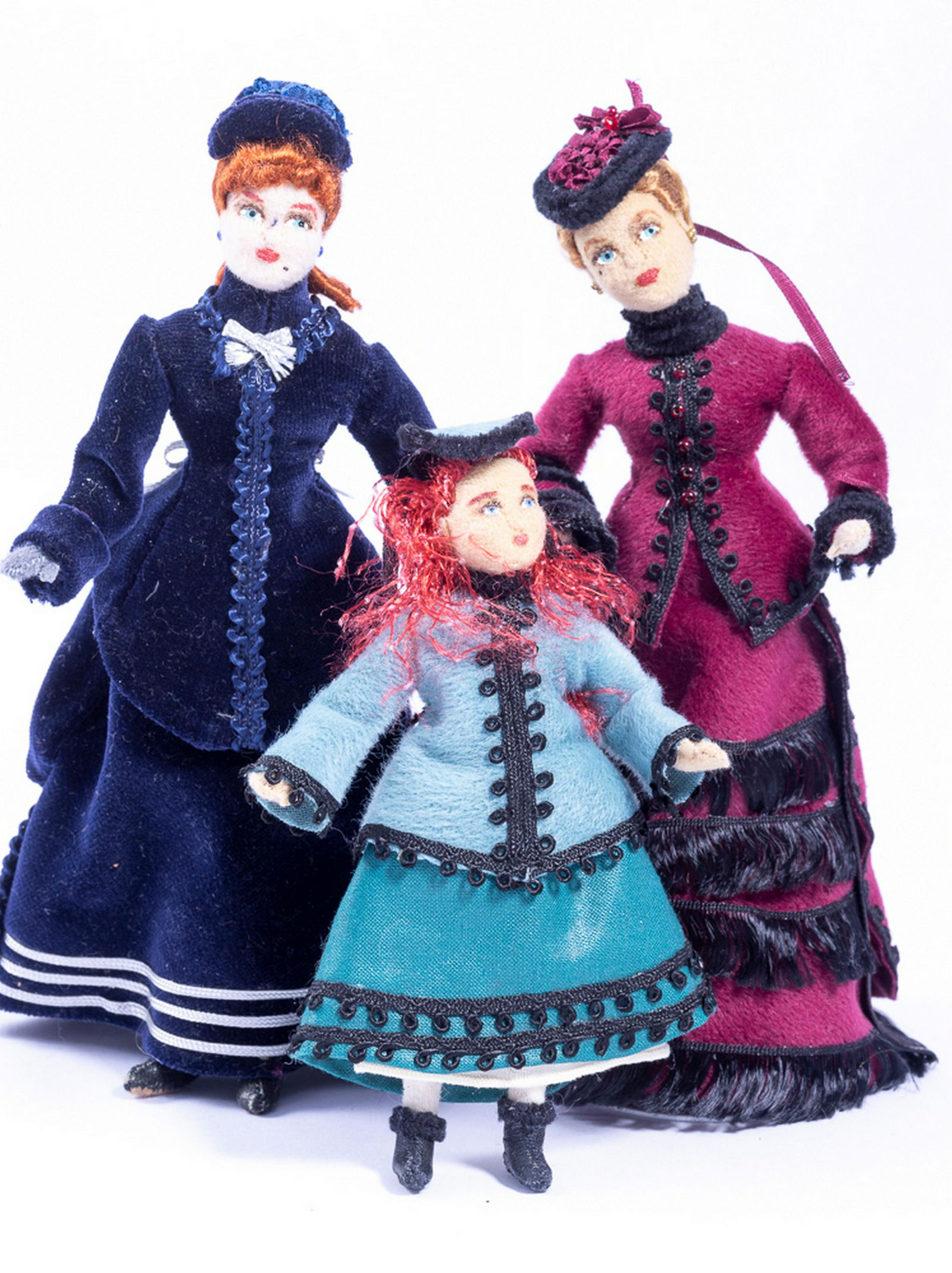 Vintage Handmade Victorian Dols Set of 3 - 2 Women & 1 Child (1 of 10)