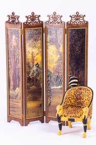 Brooke Tucker Zebra Screen with Leopard Chair