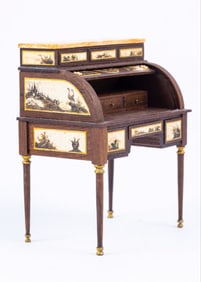Janet Reyburn Hand Painted French Chinoiserie Rolltop Desk