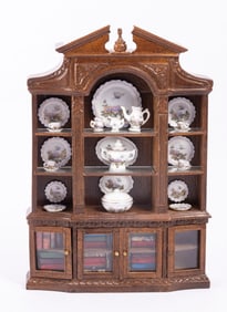 Large Walnut Bespaq Cabinet with Bespaq China Dinner Service