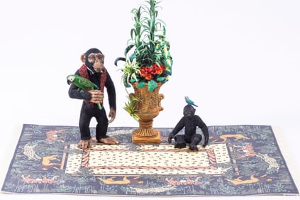 Todd Krueger Chimpanzee with Bonobo & Tropical Artisan Plant