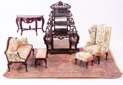 Mahogany Victorain Furniture For Living Room with Large Etagere