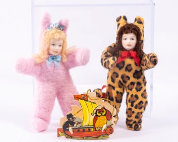 Two Young Girl Dolls Dressed in Halloween Costumes