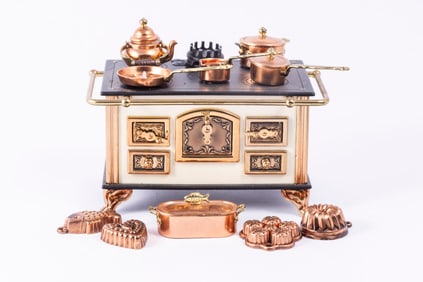 Bodo Hennig Stove with Copper Pots & Molds