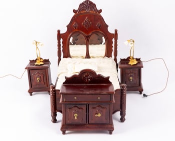 Bespaq Victorian 5 Pc Bedroom Set with Lamps