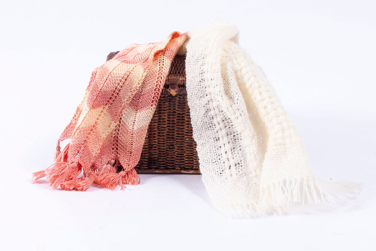 Artisan Made Crocheted Blanket with Woven Trunk & White Afghan (1 of 9)