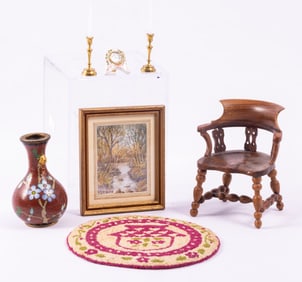 Victorian Smoking Chair with Painting by K.T. Bird, French Knot Rug & More Sitting Room Pieces