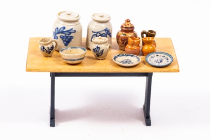 Half Scale 1:24 Scale Pottery with Jane Graber Stoneware and Sgraffito