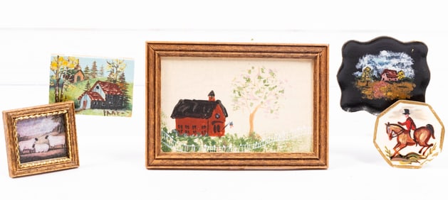 5 Half Inch Scale Pictures / Paintings with Tray & Plate