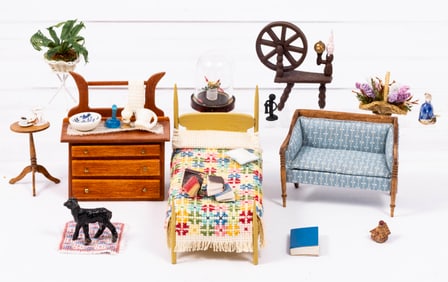 1/2" Half Scale Furniture Assortment with Accessories - Mostly Handmade
