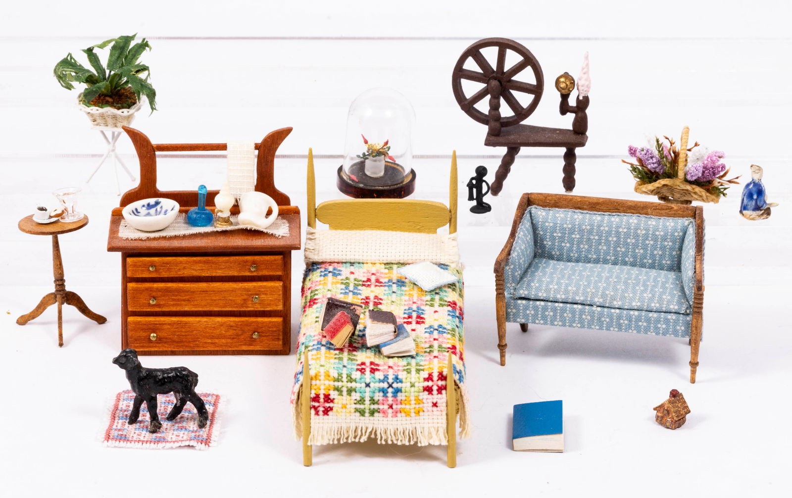 1/2" Half Scale Furniture Assortment with Accessories - Mostly Handmade (1 of 11)