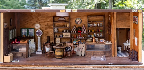 Old Fashioned Western Themed Roombox Decorated with Gas Station & General Store Items